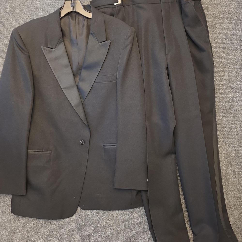 Park Gentry Suit Mens 44 38x30 Black Tuxedo 2 Piece Jacket Pants Formal Wedding